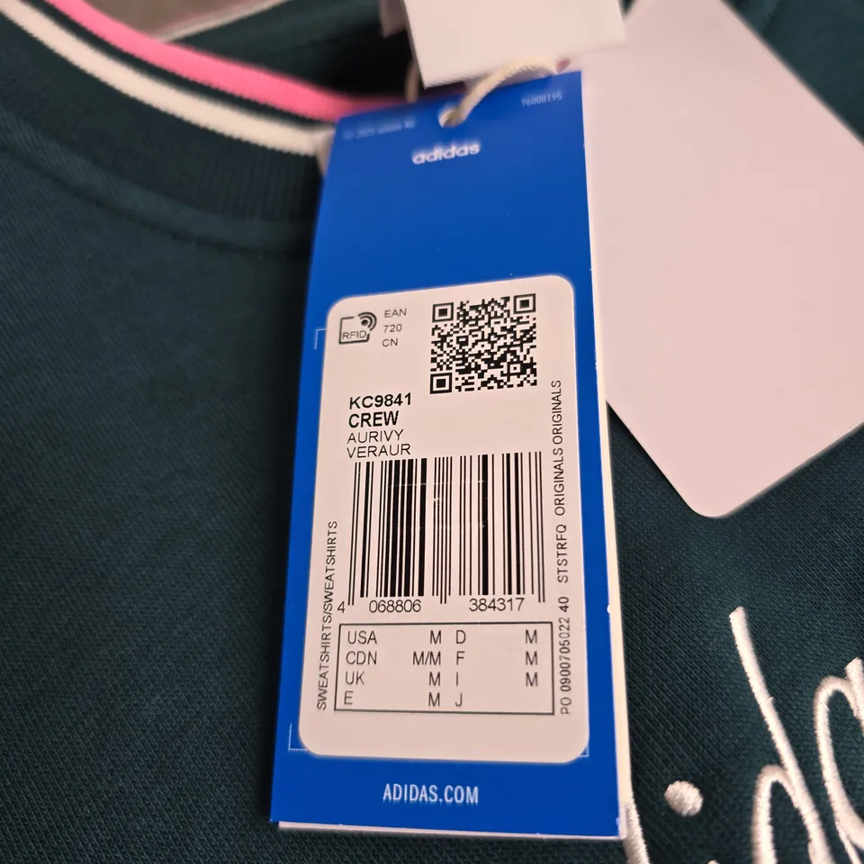 ADIDAS ORIGINALS CREW SWEATSHIRT – TEAL WITH PINK TRIM, MEN'S