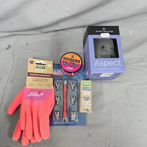 BOX OF ASSORTED ITEMS TO INCLUDED - GLOVES - CUP - FISHING BATE  