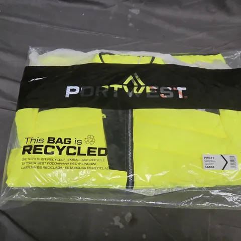 BAGGED PORTWEST PW3 HI-VIS BAFFLE JACKET IN YELLOW - LARGE