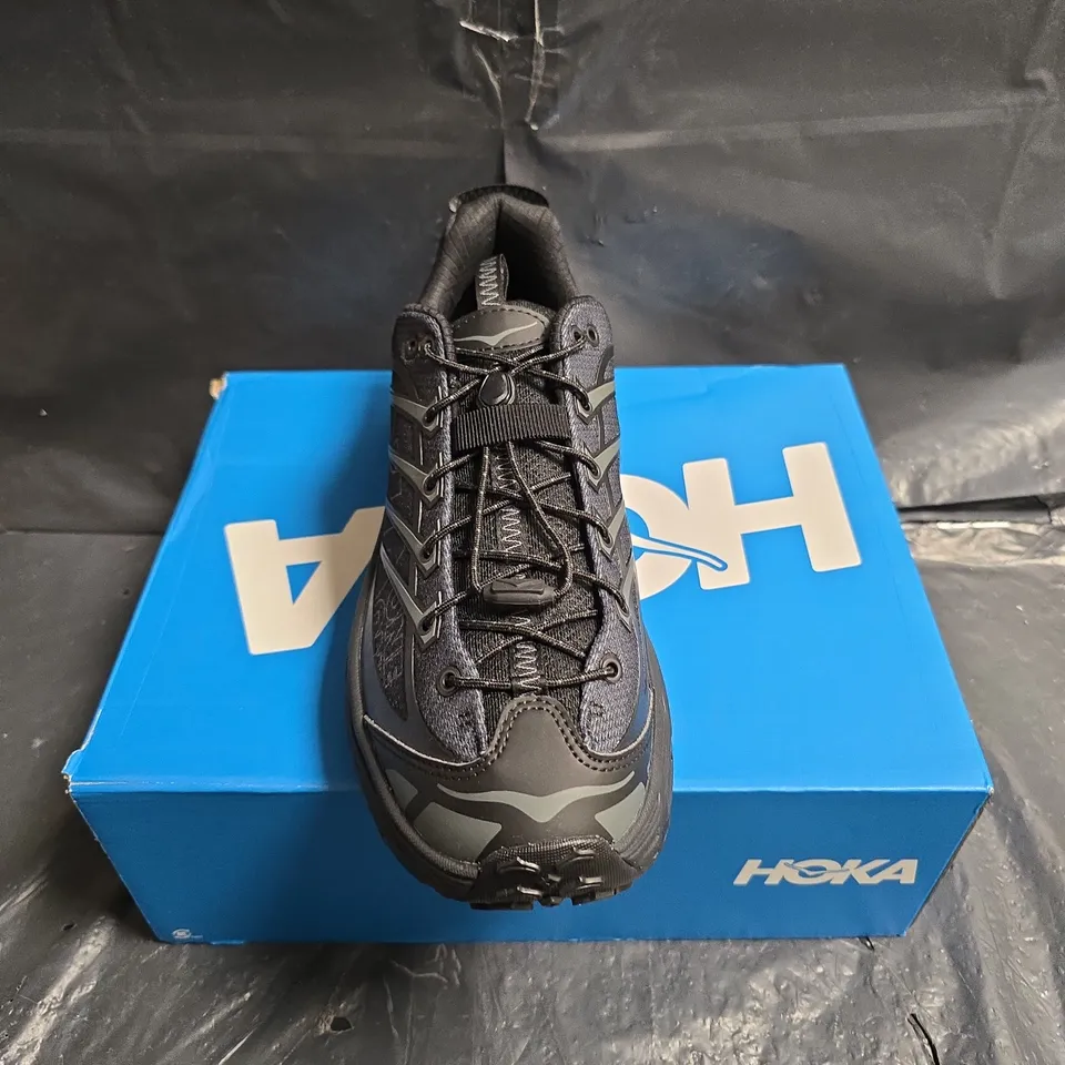 HOKA MAFATE THREE2 TRAIL RUNNING SHOES - BLACK/GRAPHITE, UK 10.5 (US 11) - BOXED