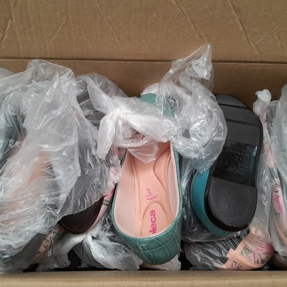 BOX OF APPROX 40 ASSORTED SLIP ON BALLET SHOES IN VARIOUS SIZES & COLOURS