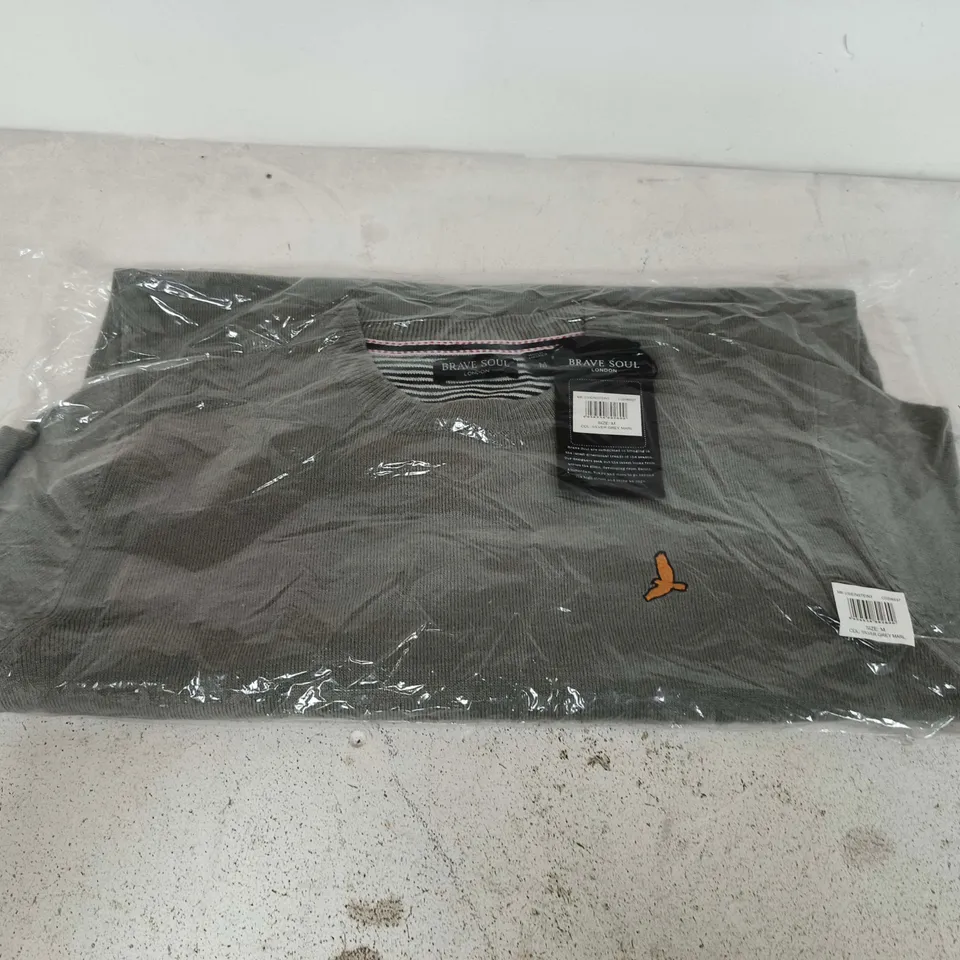 BAGGED BRAVE SOUL LONDON CREWNECK IN SILVER GREY MARL - MEDIUM