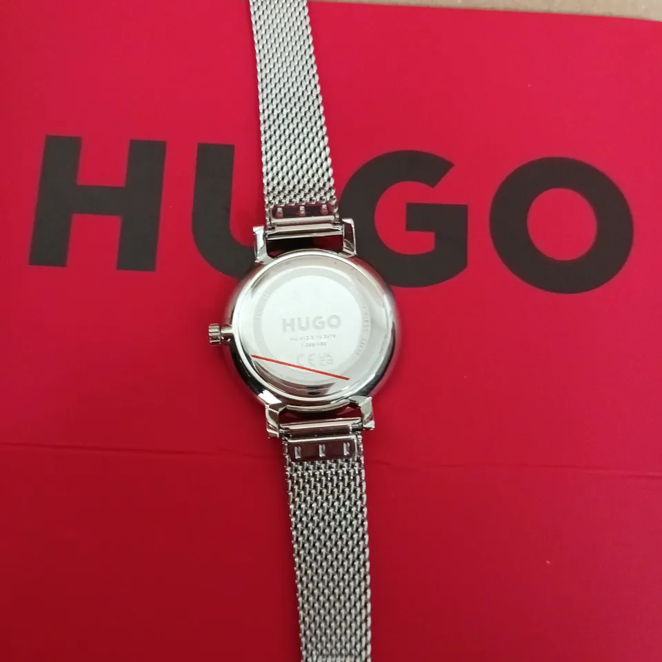 HUGO CHERISH SILVER DIAL STAINLESS STEEL MESH BRACELET WATCH RRP £119