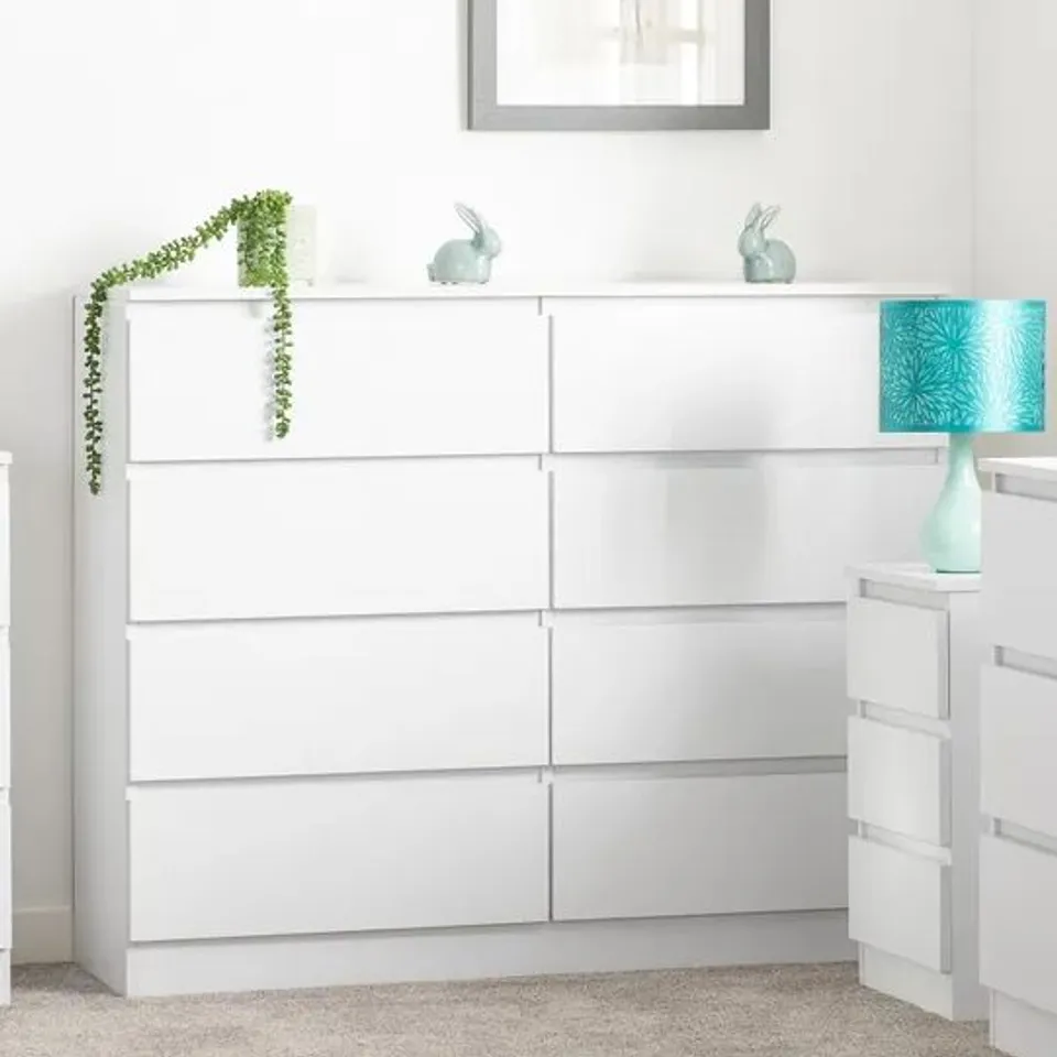 BOXED WALKER 8 DRAWER CHEST WHITE