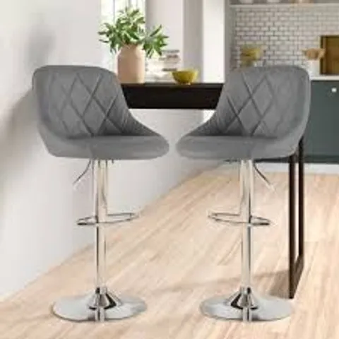 BOXED SET OF 2 NEO MADRID FAUX LEATHER SWIVEL BAR STOOLS - DARK GREY (1 BOX)