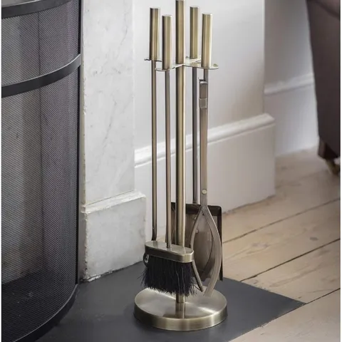 BOXED EBRINGTON FIRESIDE TOOL SET ANTIQUE BRASS FINISH