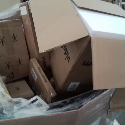 PALLET OF ASSORTED HOUSEHOLD GOODS AND PRODUCTS TO INCLUDE;CORDLESS TRIMMER,STEEL PAN,CHANDELIER