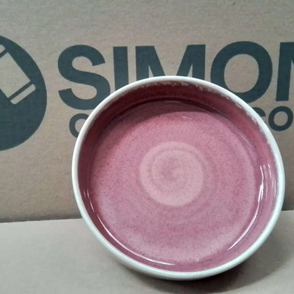 BOXED STEELITE AURORA VESUVIUS ROSE QUARTZ TRAY ROUND 14CM APPROXIMATELY 12