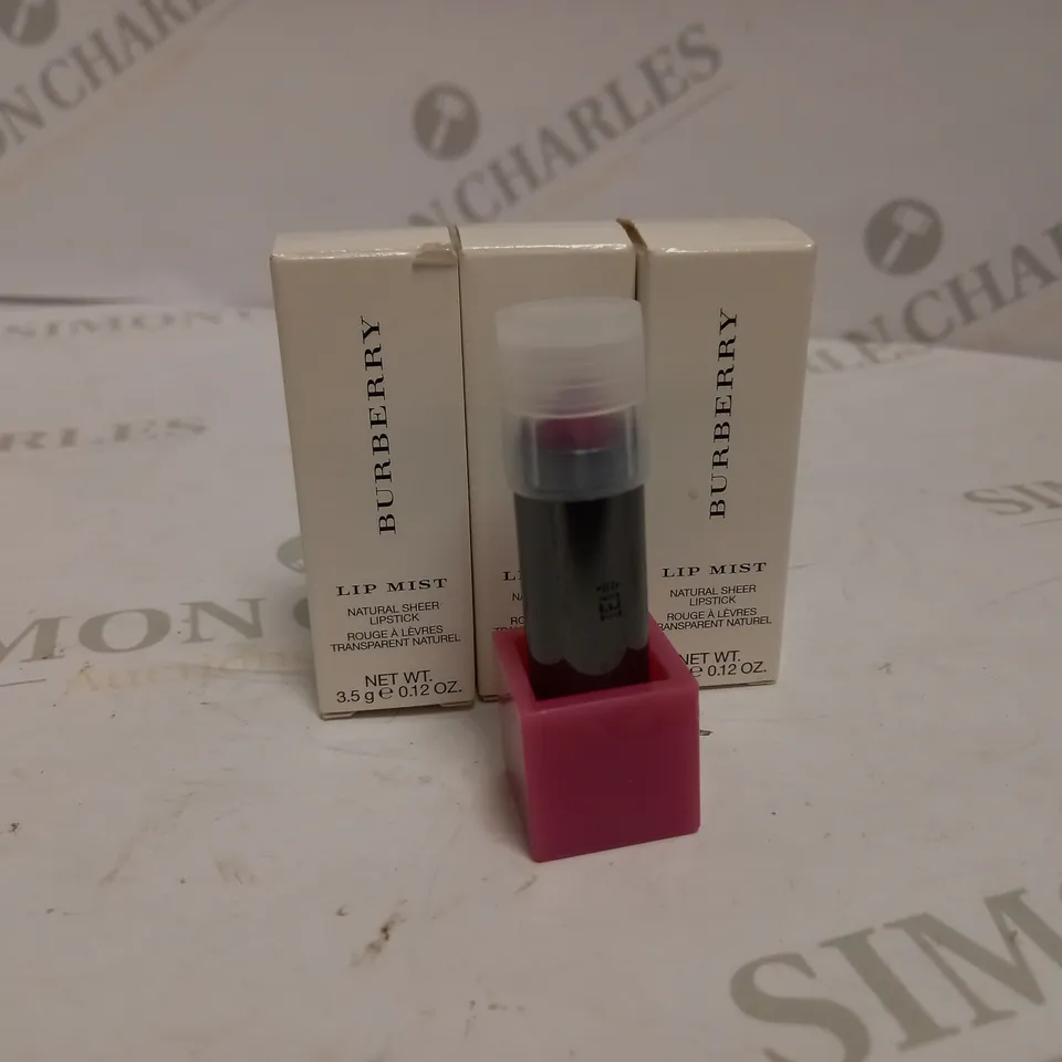 SET OF THREE BURBERRY NATURAL SHEER LIPSTICKS CAMEL PINK NUMBER 207 - TESTERS 
