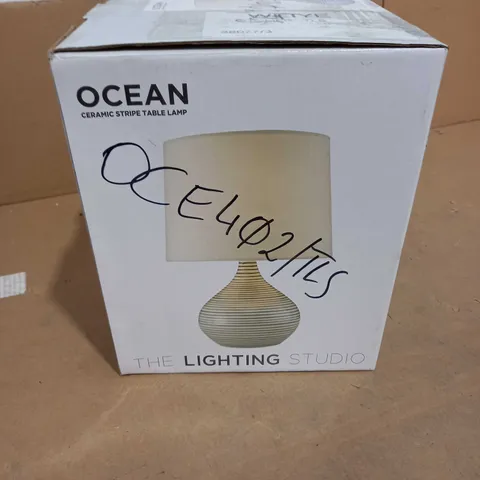 THE LIGHTING STUDIO OCEAN CERAMIC STRIPE TABLE LAMP