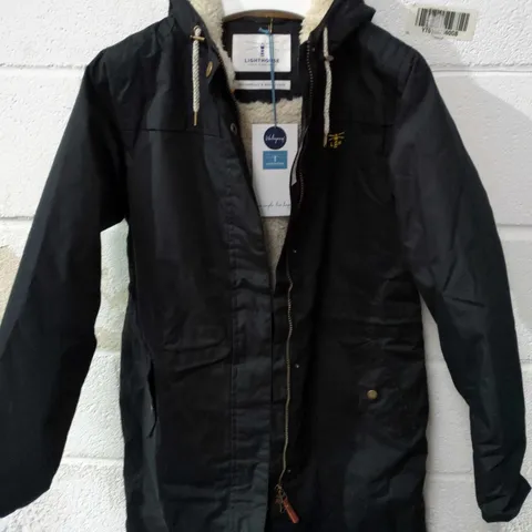 LIGHTHOUSE ABIGAIL WATERPROOF BLACK PARKA JACKET WITH FAUX FUR HOOD SIZE 10