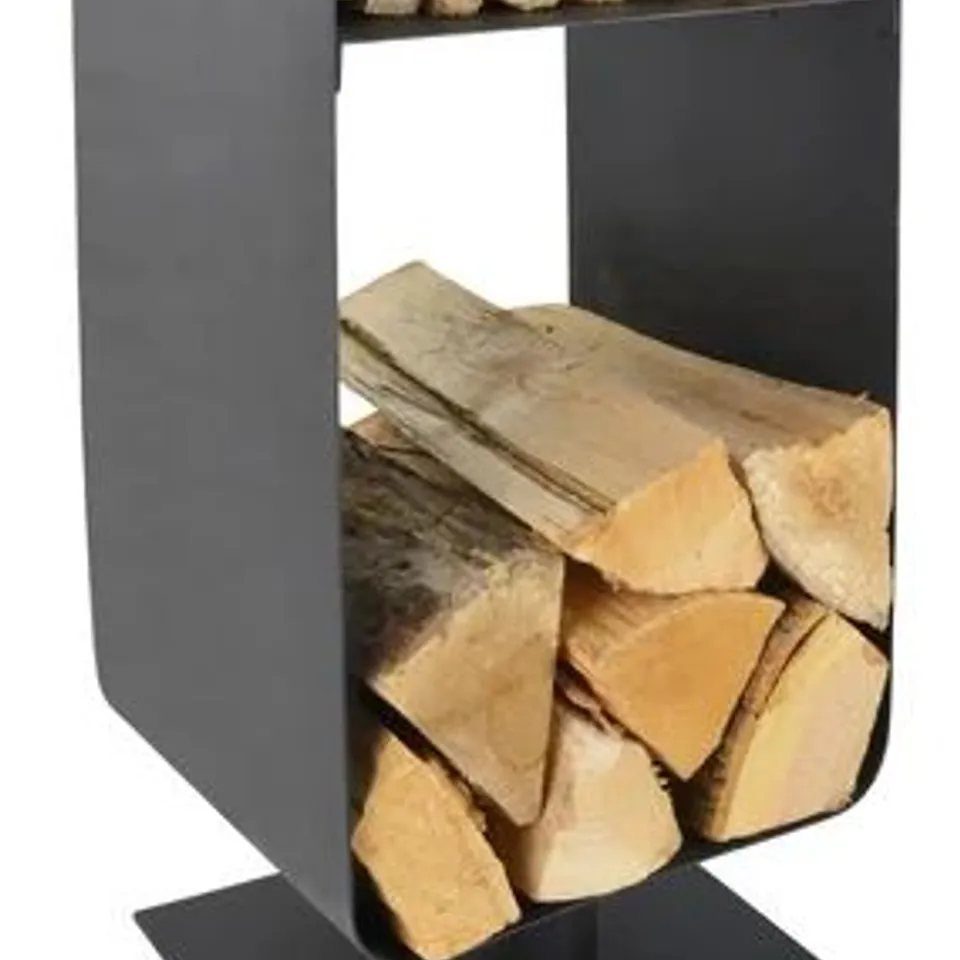 BOXED NORDIC STEEL LOG CARRIER BLACK 59CM H X 28CM W X 25CM DEEP (1 BOX)