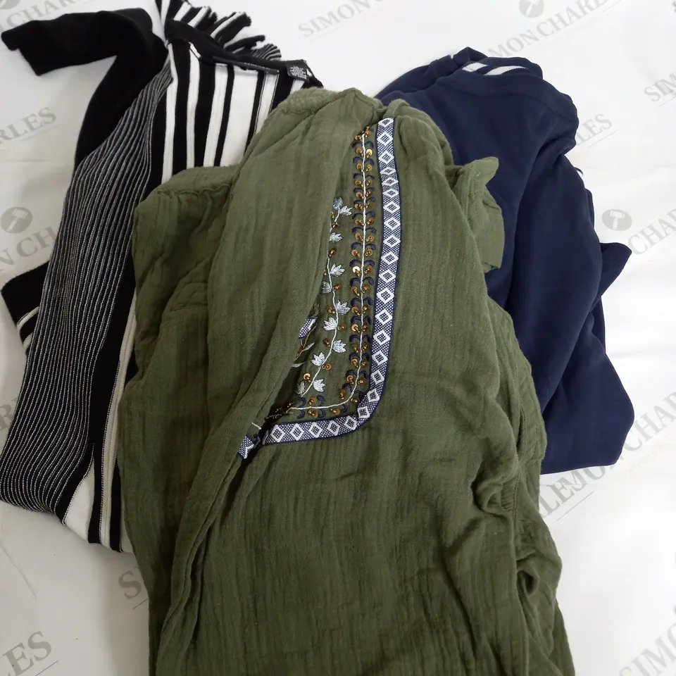BOX OF APPROX 20 ASSORTED CLOTHING ITEMS TO INCLUDE - JUMPERS - TOPS 