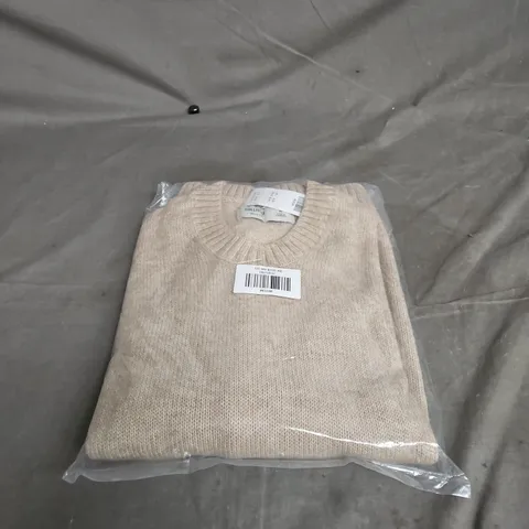 HOLLISTER BOXY FIT KNIT SWEATER – BEIGE, SIZE M