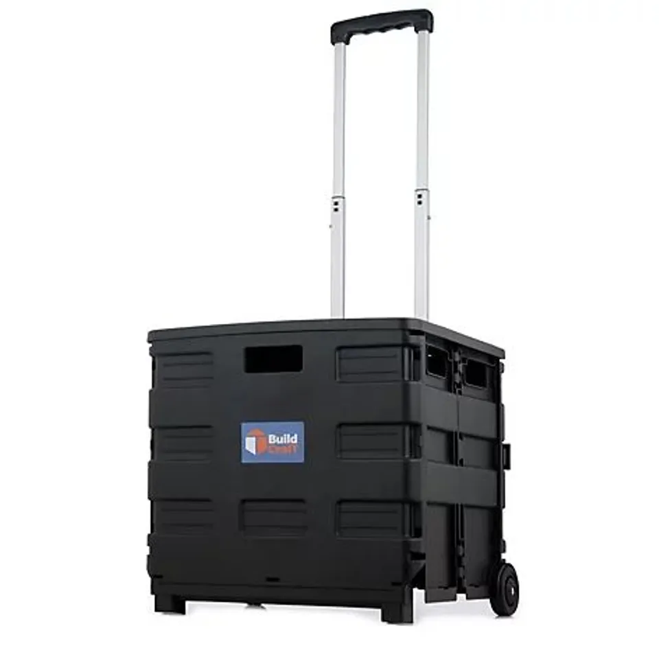 BUILDCRAFT FOLDING 35KG CAPACITY PLASTIC CART WITH WHEELS AND LID
