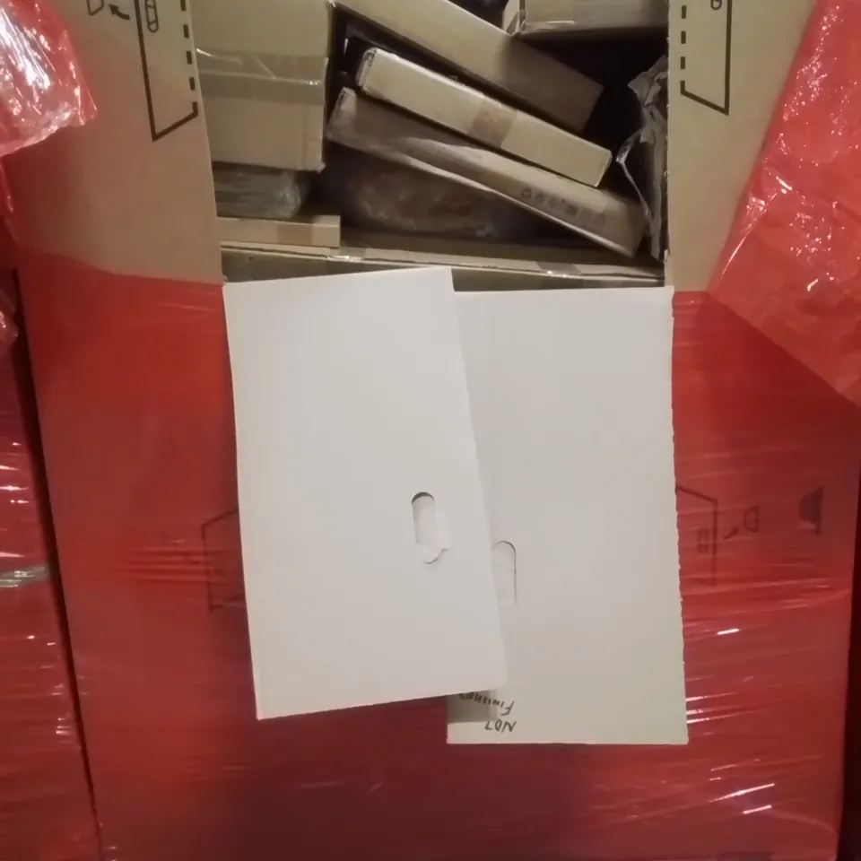 PALLET CONTAINING VARIOUS ASSORTED ITEMS TO INCLUDE:TOILET SEATS, SPICE RACK,VENETIAN BLIND, MATTRESS TOPPER, PORTABLE TOILET AND OTHER ASSORTED ITEMS...