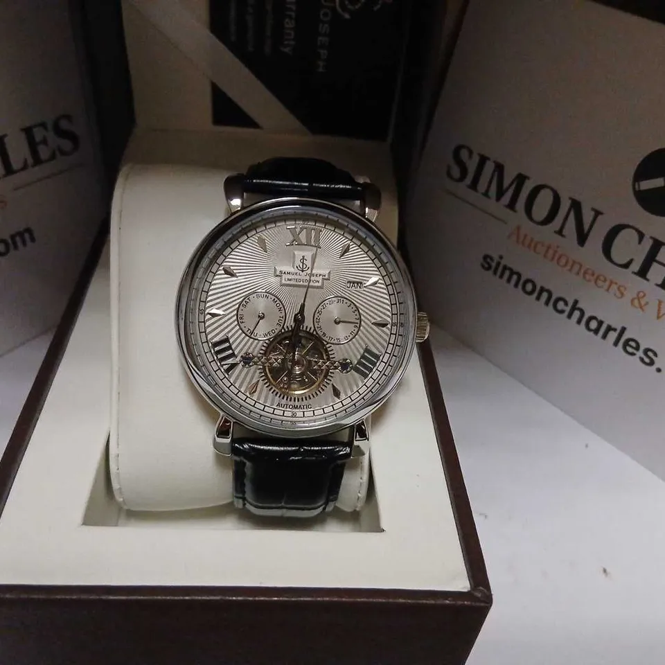 SAMUEL JOSEPH AUTOMATIC LIMITED EDITION SILVER GRAY WRISTWATCH – BOXED (SJ0007)