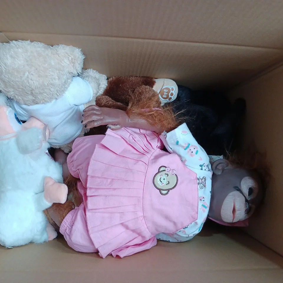 BOX OF APPROX 10 ITEMS INCLUDING PETER RABBIT BLANKET AND ASSORTED PLUSH TOYS
