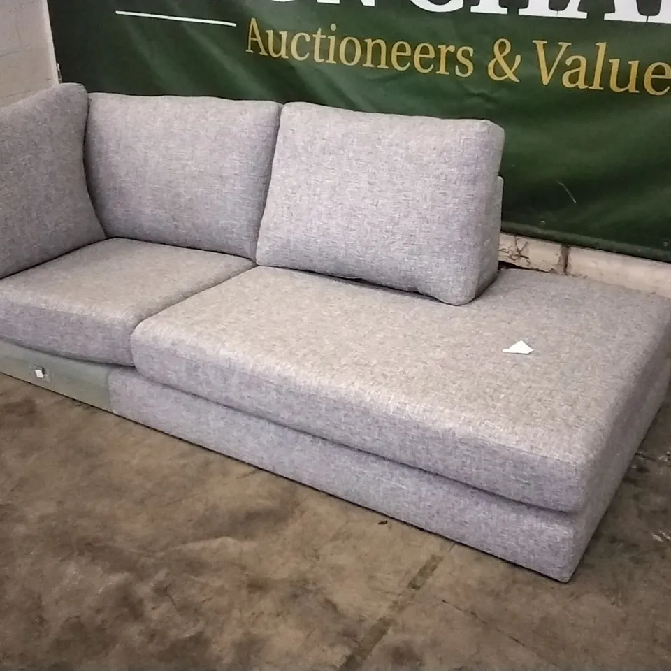QUALITY BRITISH DESIGNER LIGHT GREY FABRIC CORNER GROUP CHAISE SOFA SECTION