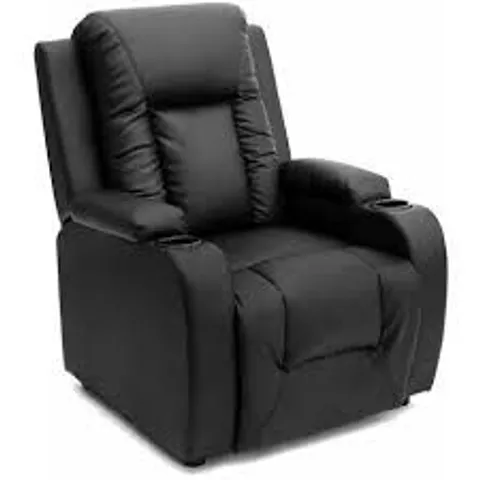 BOXED OSCAR PUSHBACK BLACK FAUX LEATHER CHAIR (1 BOX)