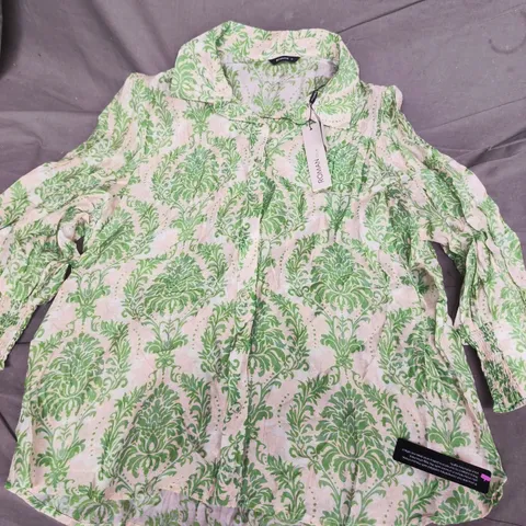 ROMAN FLORAL PRINTED SHIRT IN GREEN - SIZE 18