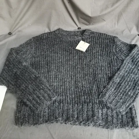 ALL SAINTS MYLES CREW CHARCOAL GREY KNIT JUMPER – SIZE L