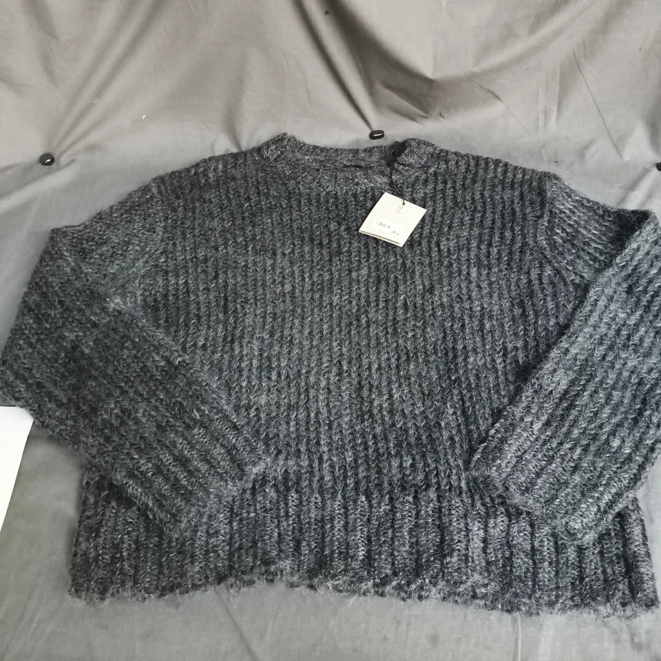 ALL SAINTS MYLES CREW CHARCOAL GREY KNIT JUMPER – SIZE L