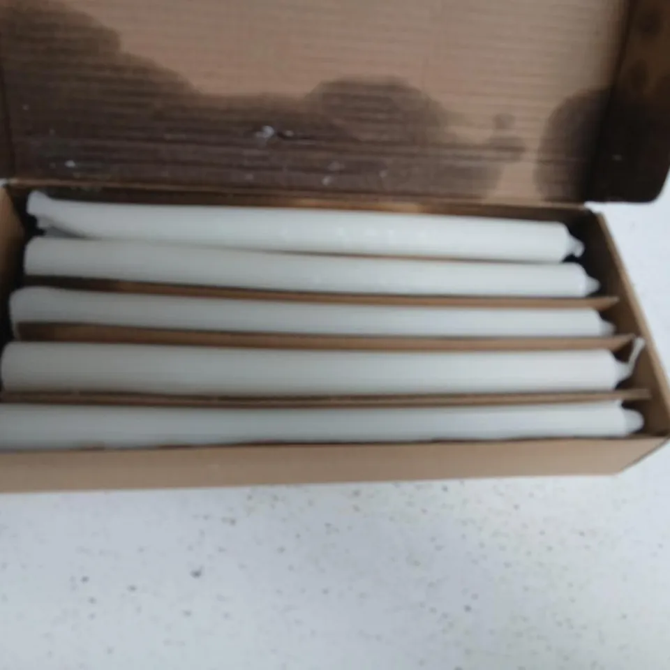BOX OF 10 WHITE PILLAR CANDLES