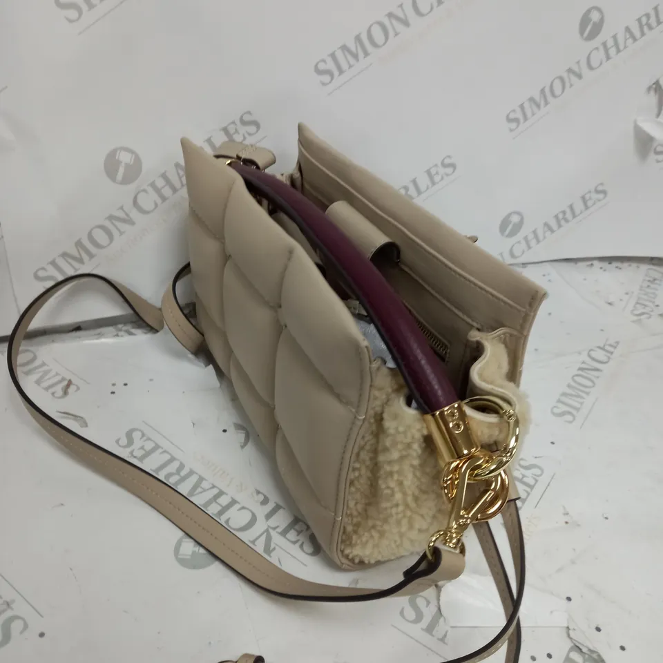 BOXED CRÈME LEATHER SQUARE DESIGN HAND BAG 