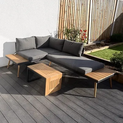 BOXED BELMONT METAL AND CONTEMPORARY POLY-WOOD SECTIONAL CORNER GARDEN SET (1 BOX)