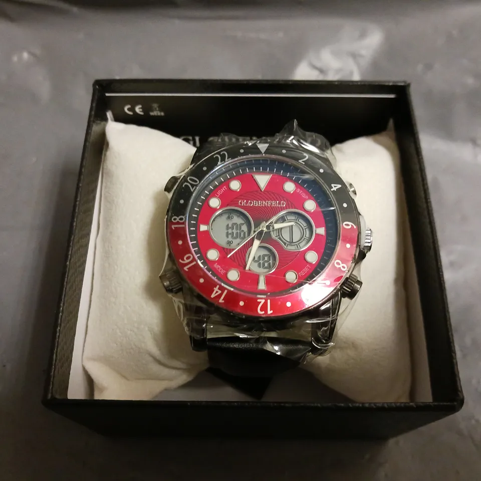 GLOBENFELD MIRAGE RED DIAL WATCH 