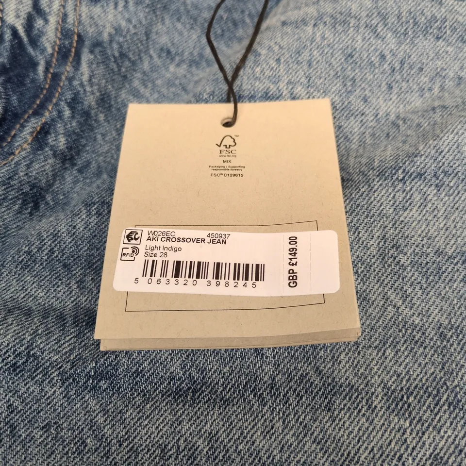 ALL SAINTS AKI CROSSOVER LIGHT INDIGO JEANS SIZE 28 WITH TAGS