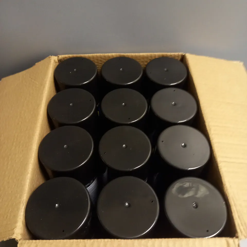 BOXED LOT OF 12 PAINT FACTORY QUICK DRYING SPRAY PAINT JET BLACK 400ML