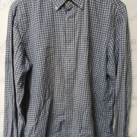 CALVIN KLEIN MENS BLUE CHECKED FITTED SHIRT SIZE 40