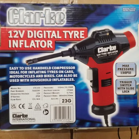 BOXED CLARKE CTC150 12V DIGITAL TYRE INFLATOR
