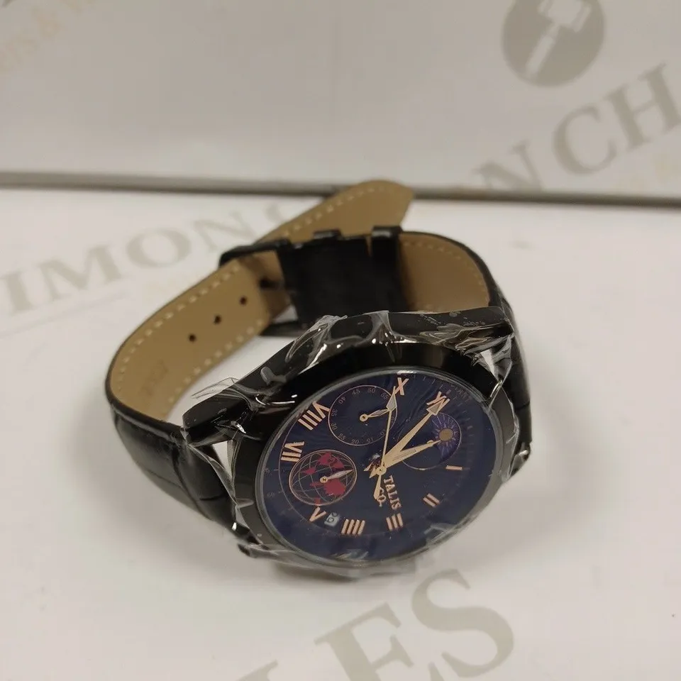 MENS TALIS CO 7120 CHRONOGRAPH WATCH – MOON PHASE MOVEMENT – GENUINE LEATHER STRAP