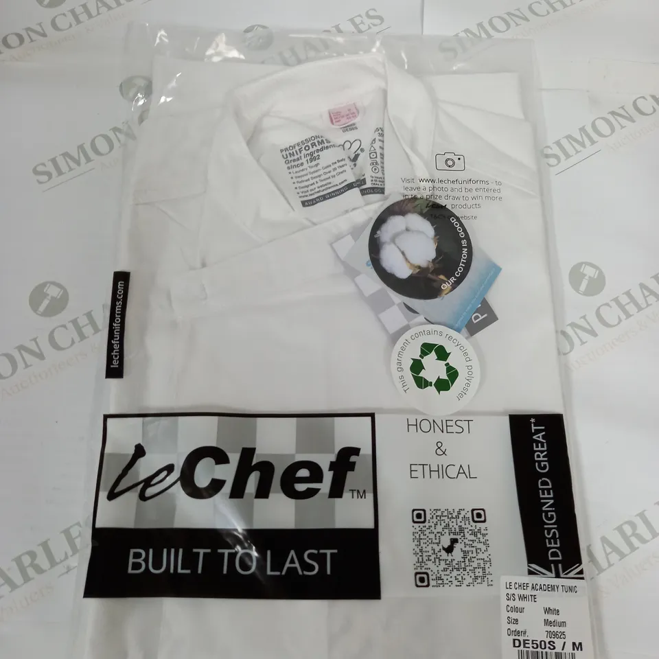 SEALED LE CHEF ACADEMY TUNIC  S/S IN WHITE - MEDIUM