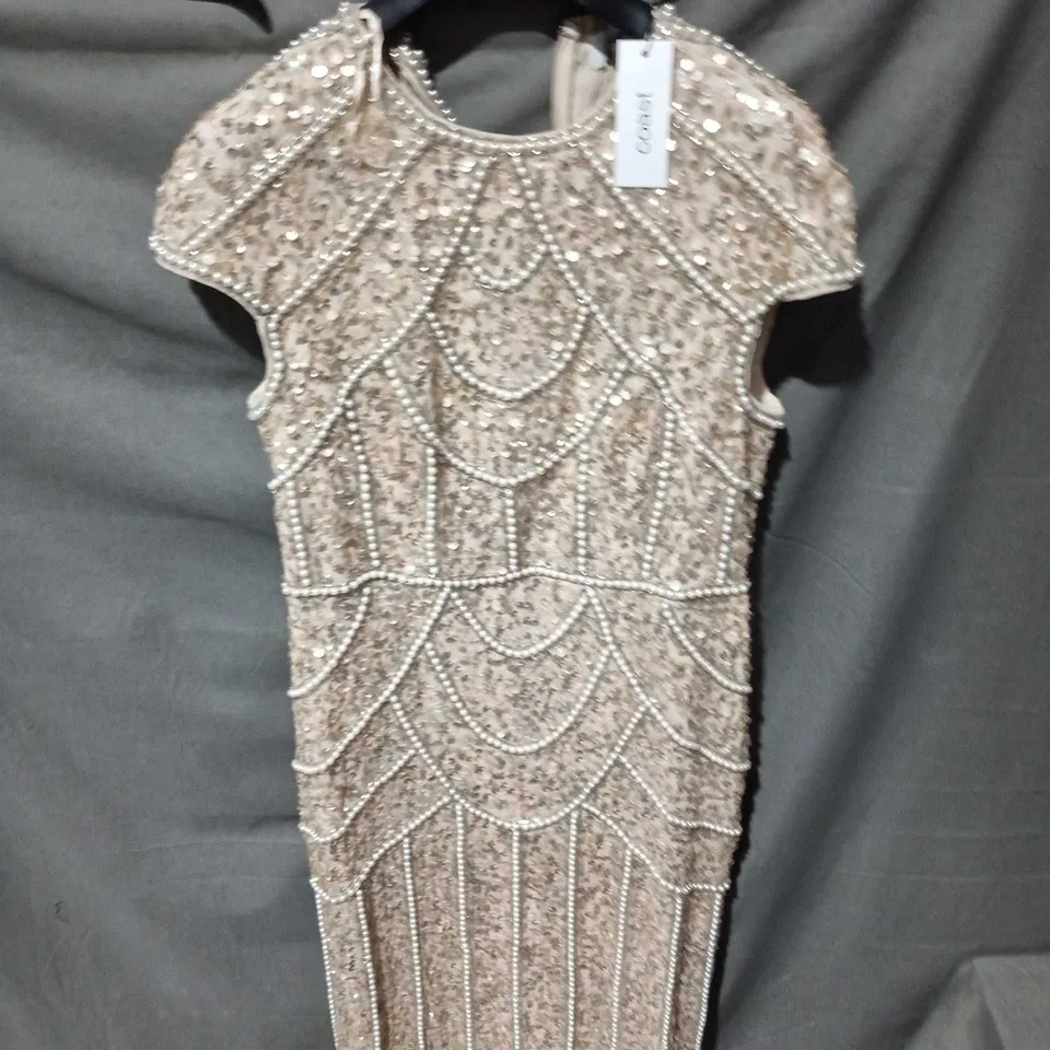 COAST BEADED PEARL-EMBELLISHED DRESS – UK 14 (EUR 42, US 10)