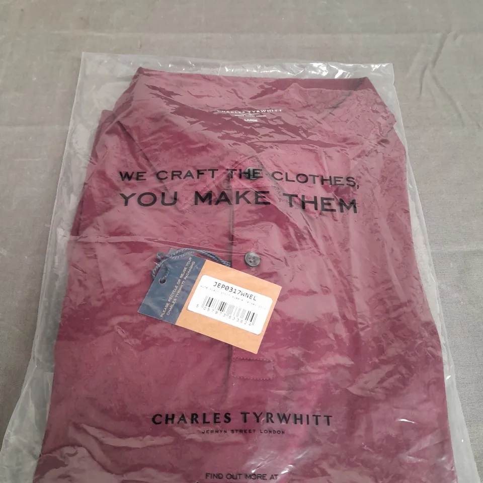 CHARLES TYRWHITT WINE PLAIN SHORT SLEEVE JERSEY POLO SIZE L