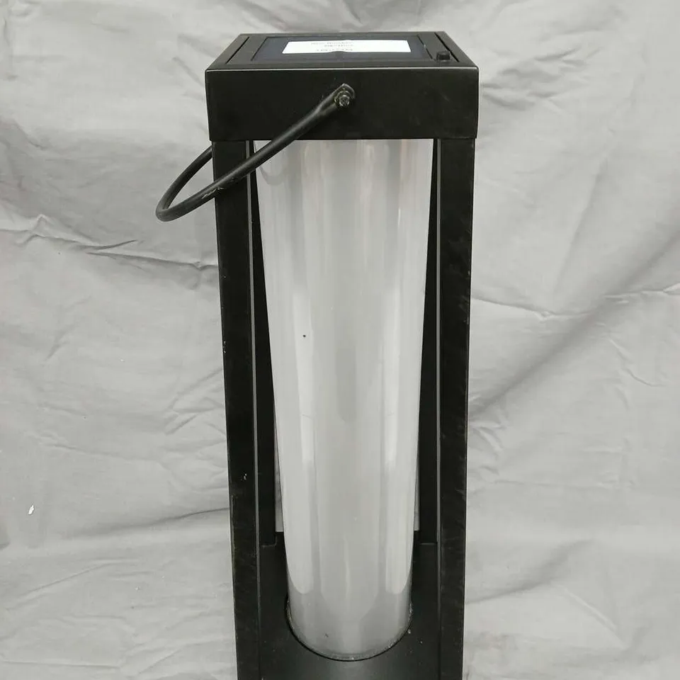 GARDEN LANTERN IN BLACK FRAME WITH CYLINDRICAL WHITE INNER TUBE – OUTDOOR LIGHTING