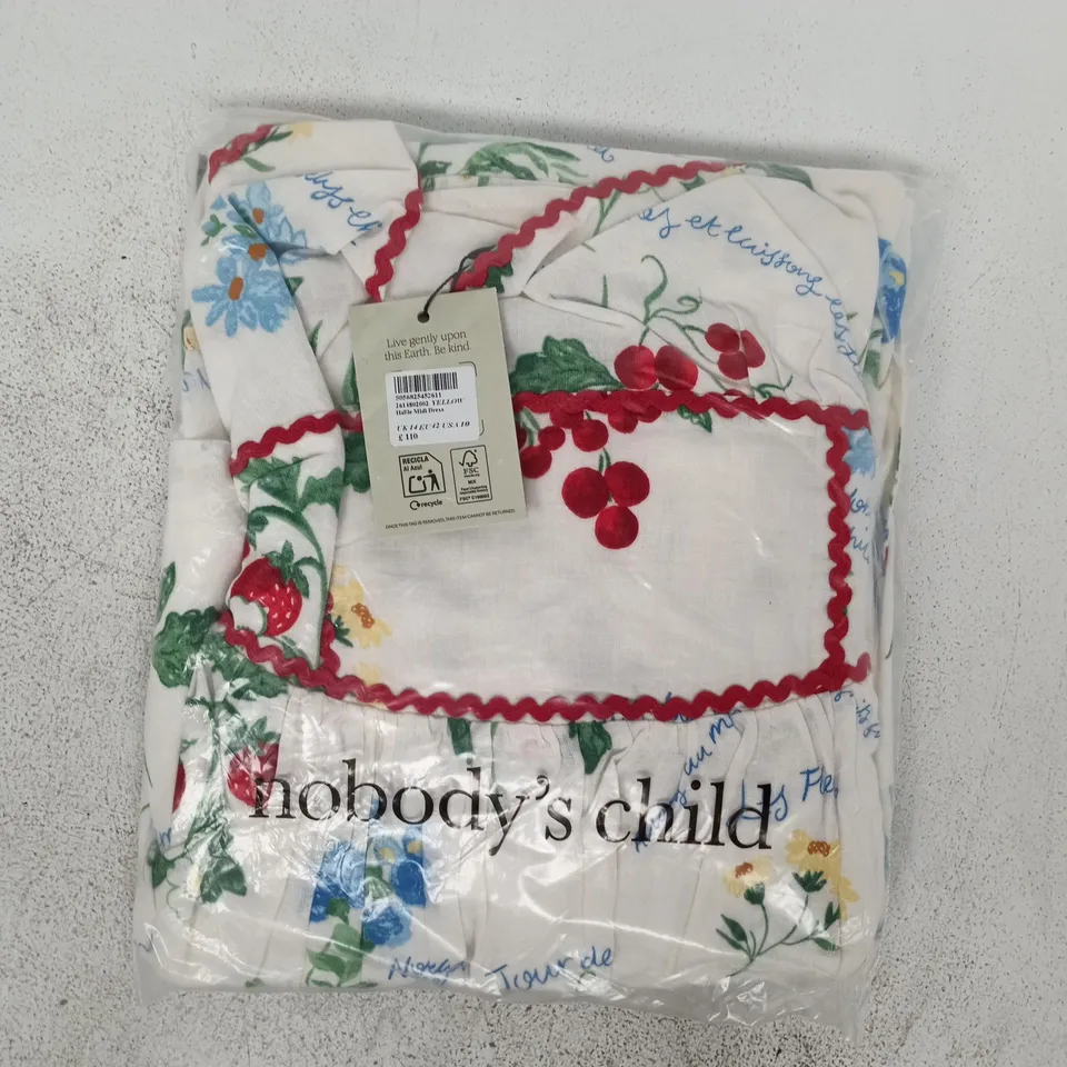 BAGGED NOBODY'S CHILD HALLIE MIDI DRESS IN CREAM/MULTI SIZE UK 14