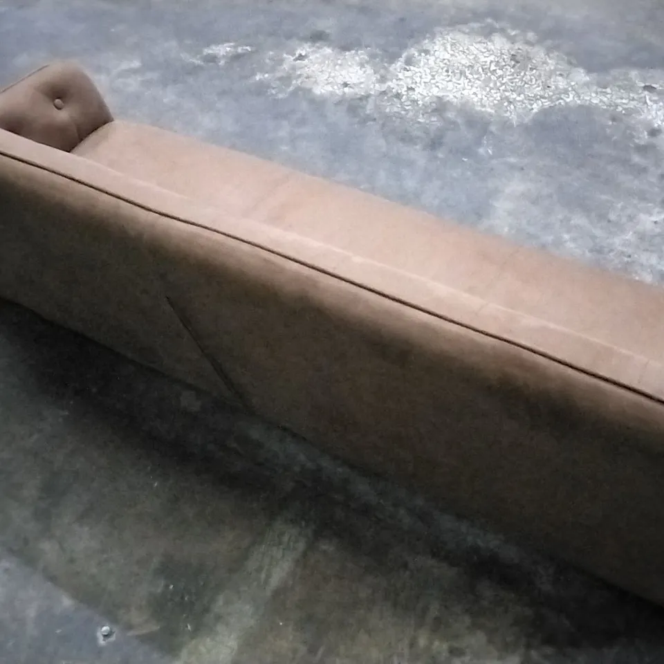 DESIGNER TAN LEATHER BUTTONBACK BENCH