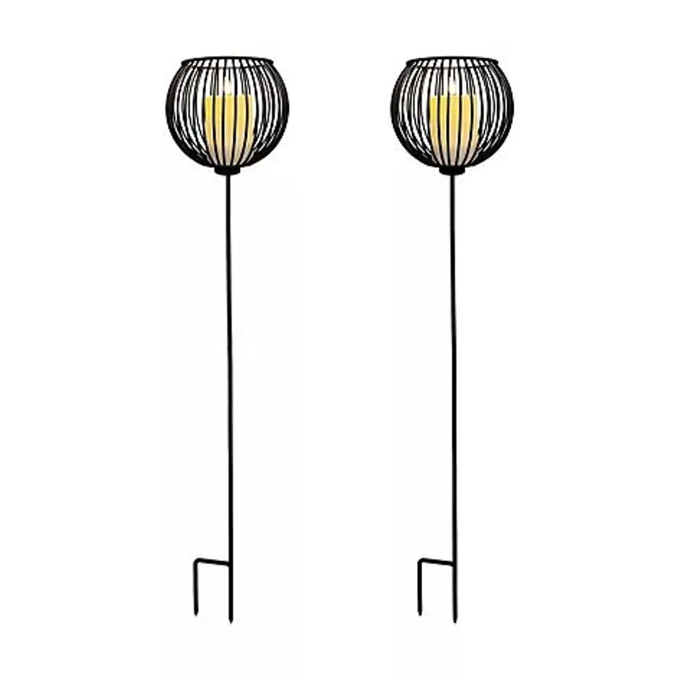 K BY KELLY HOPPEN SET OF 2 89CM GARDEN CANDLE HOLDERS WITH LED CANDLES