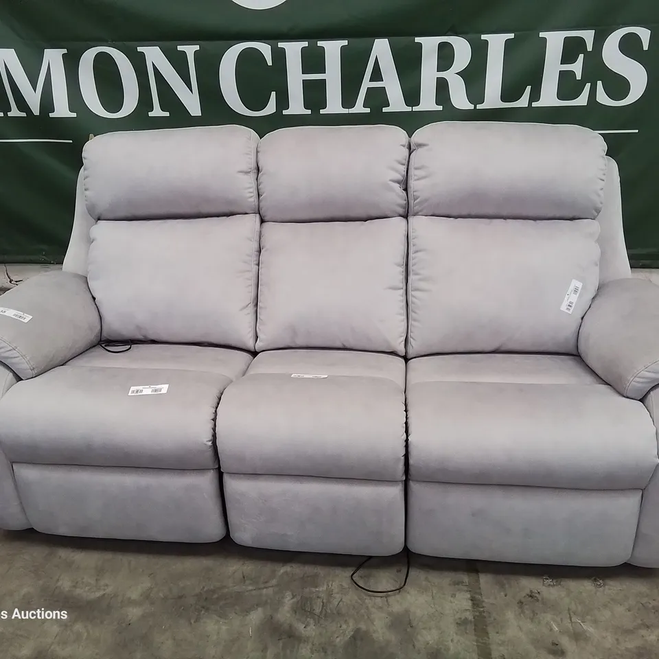  QUALITY BRITISH DESIGNER & MANUFACTURED G PLAN KINGSBURY POWER RECLINING THREE SEATER SOFA STINGRAY PLATINUM