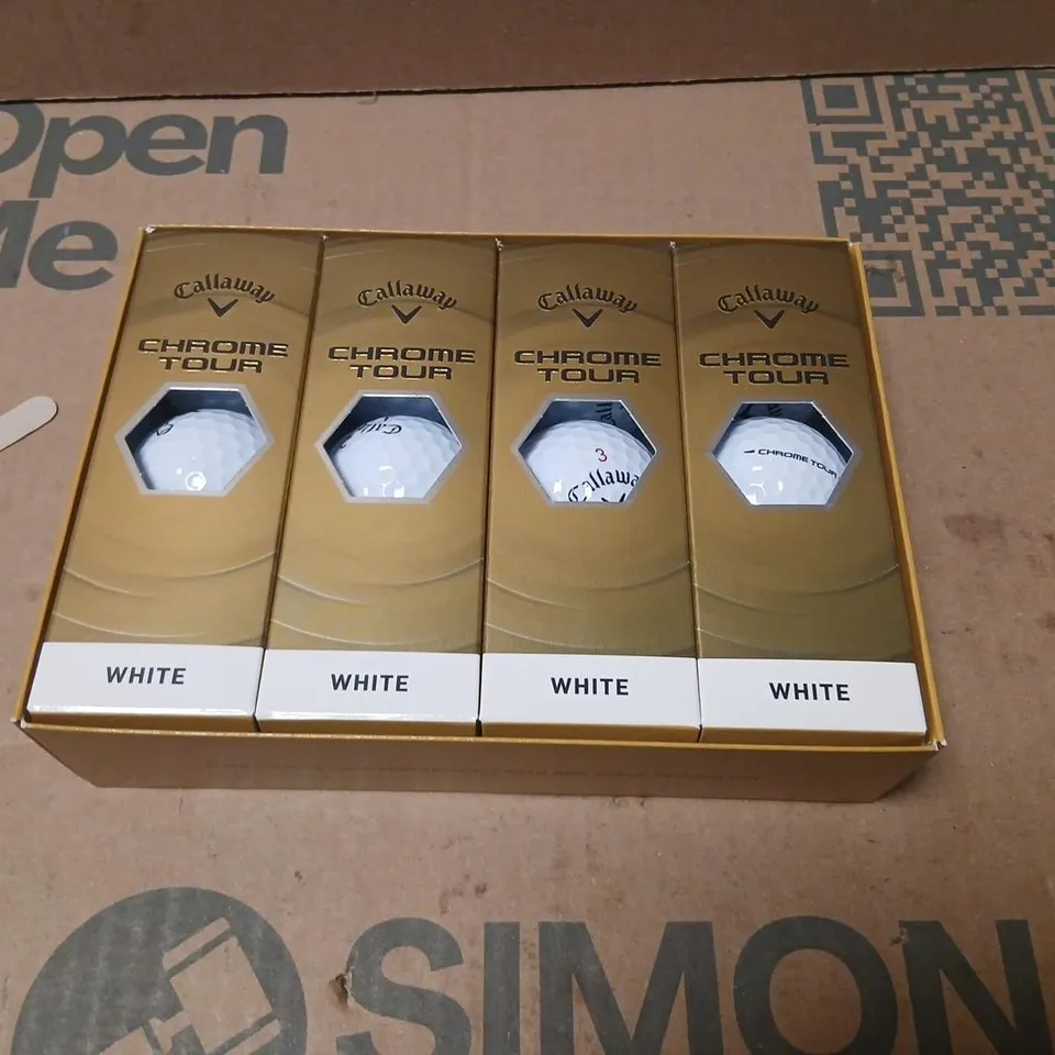 CALLAWAY CHROME TOUR GOLF BALLS – WHITE, FOUR PACKS OF THREE