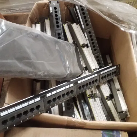 PALLET CONTAINING ASSORTED PRODUCTS INCLUDING 24 PORT PATCH PANELS, NETBIT TAPE ROLLS, USB 2.0 4 PORT HUB & WIRELESS USB ADAPTER