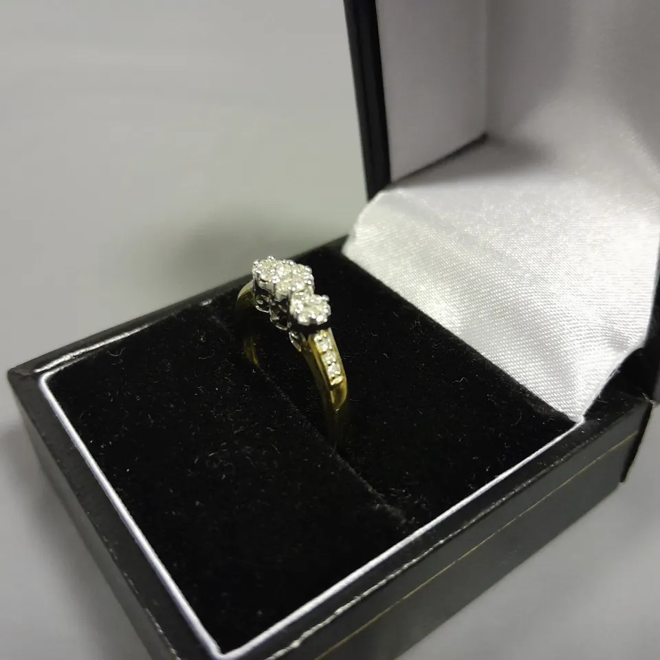 9CT GOLD FLOWER CLUSTER RING SET WITH NATURAL DIAMONDS