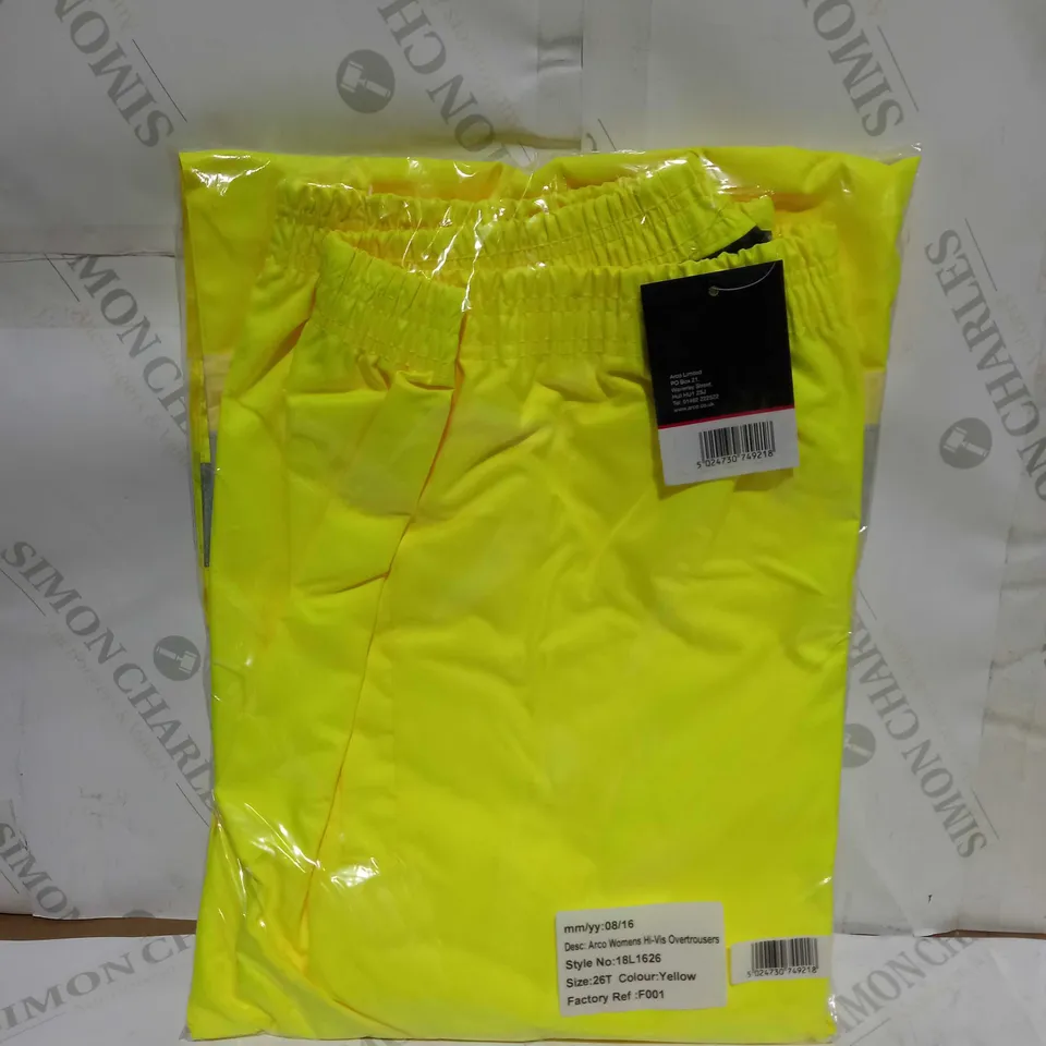 BRAND NEW ARCO WOMENS YELLOW HI-VIS OVERTROUSERS - SIZE 26T