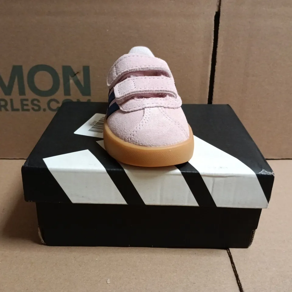 BOXED PAIR OF ADIDAS INFANT VL VOURT 3.0 TRAINERS IN PINK/BLUE SIZE UK 3
