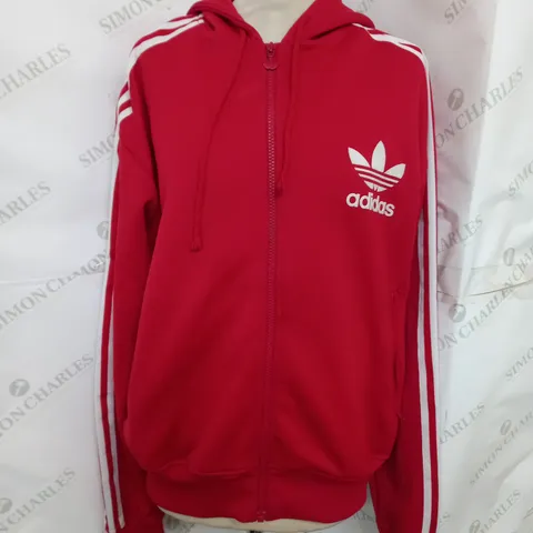 ADIDAS ZIP UP HOODIE IN RED SIZE L